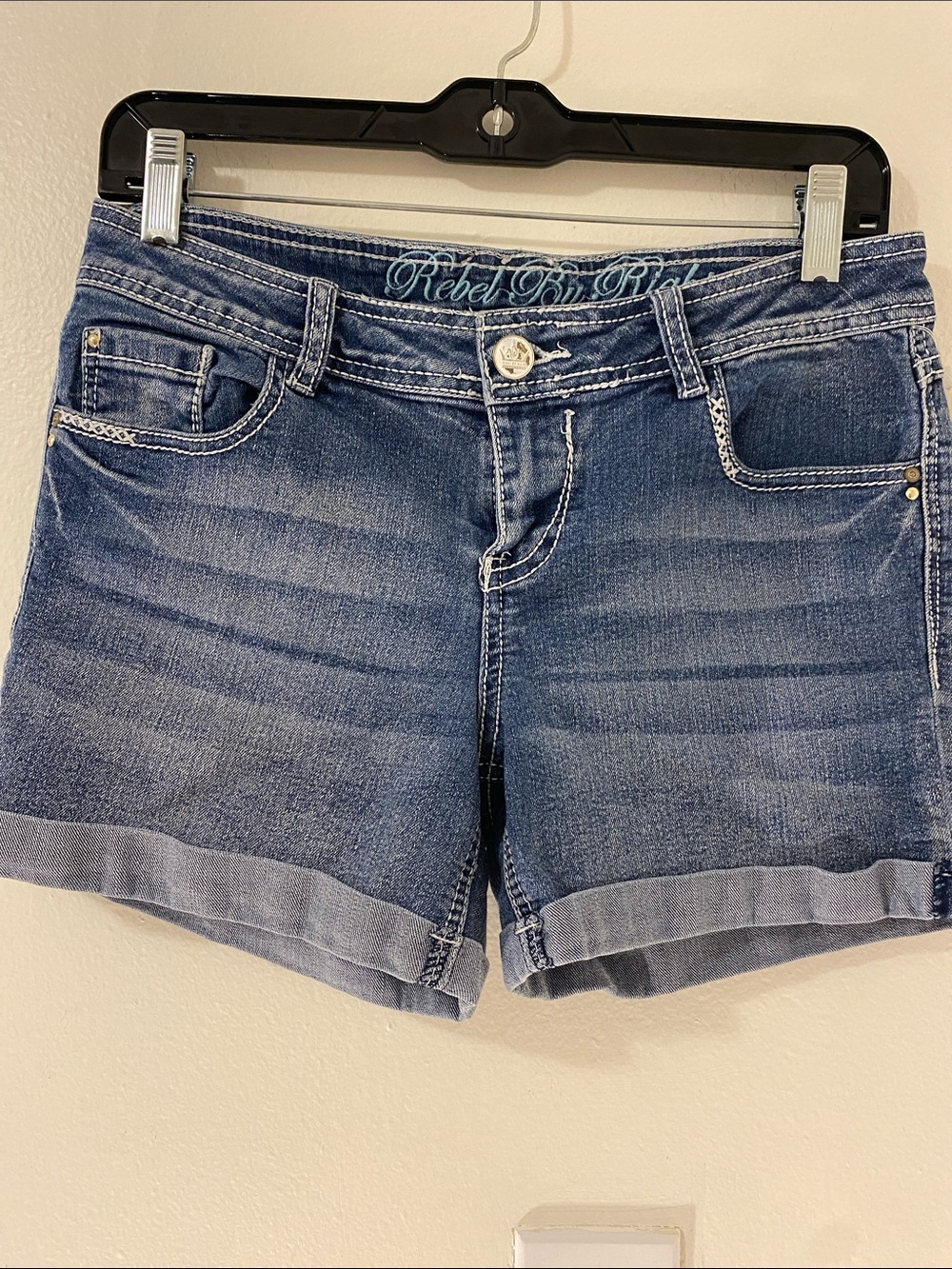 Rebel Blue Rolled-Hem Women's Jean Shorts